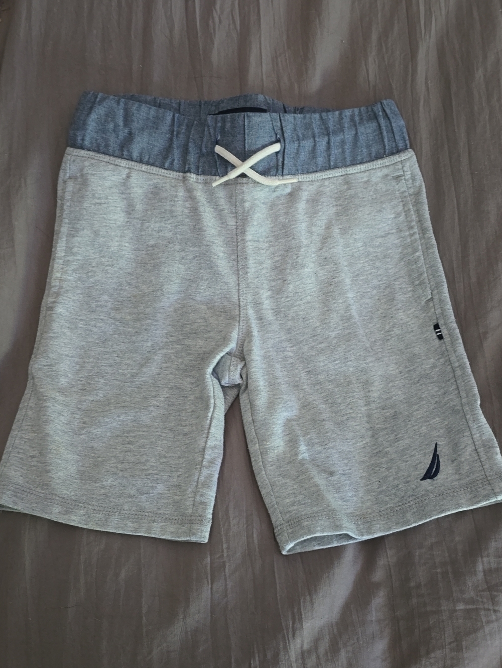 Nautica Light Gray Shorts with Blue Waistband